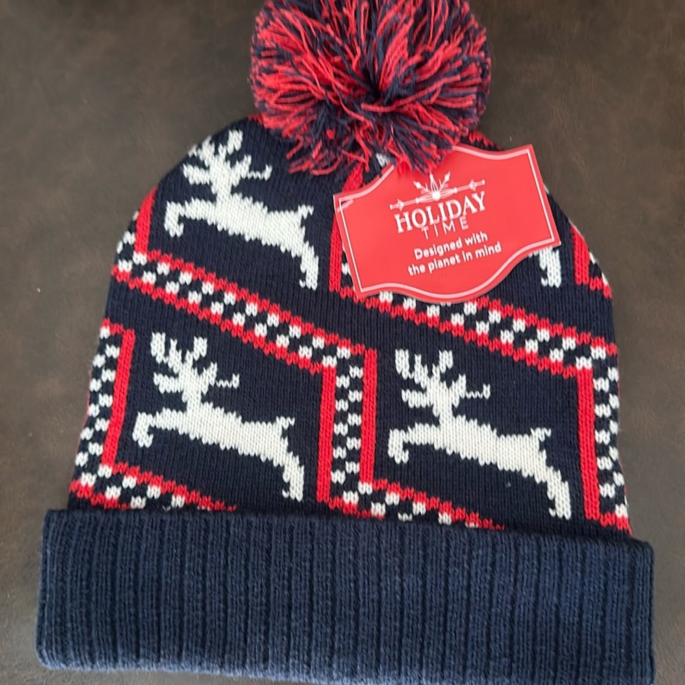 HOLIDAY TIME REINDEER BEANIE HAT: NEW WITH TAGS
